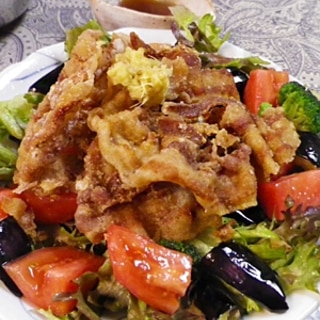 カリカリ豚バラ麺つゆサラダ